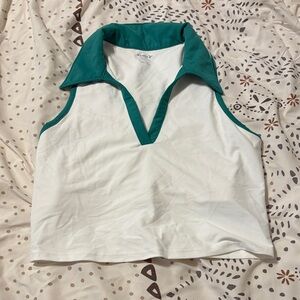 Old Navy White and Teal Crop Top